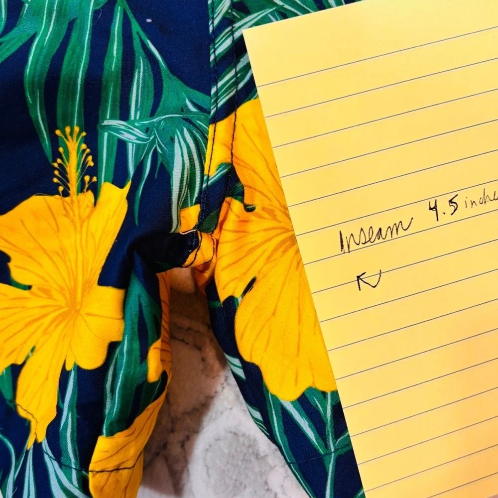 UC Berkeley Cal Golden Bears Mens 2XL Swim Trunks Tropical Floral Navy Yellow